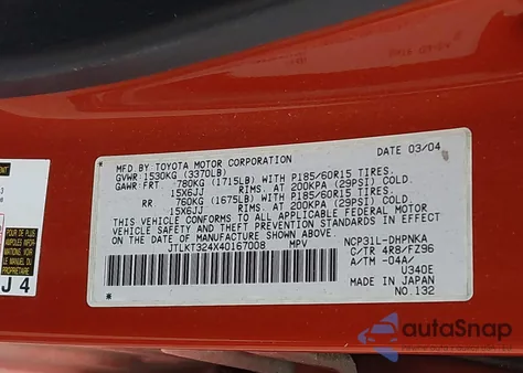 2004 Scion Xb z USA, uszkodzony, nr VIN JTLKT324X40167008